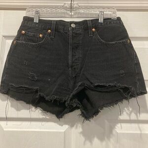 Levi's Black Distressed Cutoff Denim Shorts